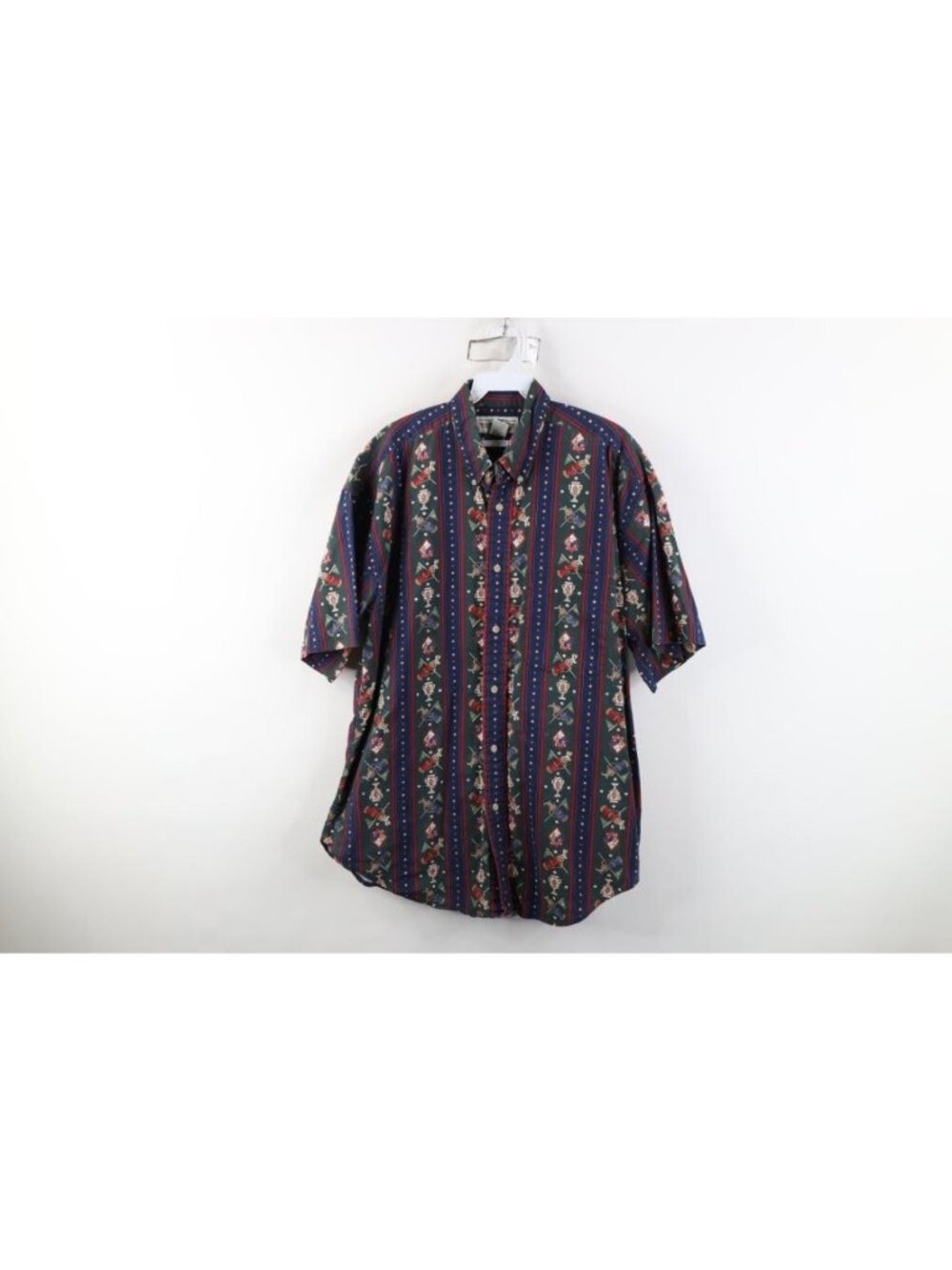 Vintage 90s Streetwear Mens Large Faded Golf All Over Print Button Down Shirt